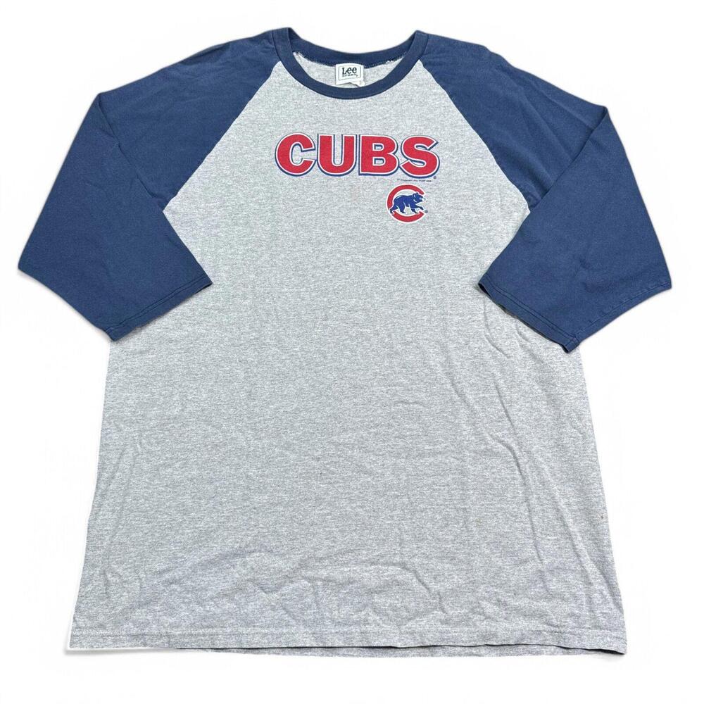 Vintage Y2K Lee Sport Chicago Cubs Baseball T Shirt Mens Size XL Gray Blue MLB